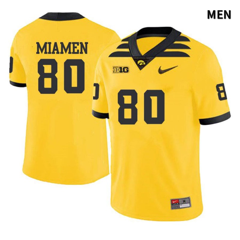 Men's Iowa Hawkeyes NCAA #80 Josiah Miamen Yellow Authentic Nike Alumni Stitched College Football Jersey AL34Z86IK